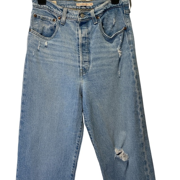 Levi’s Ribcage Straight Ankle Distressed Light Blue Jeans size 30 - Picture 2 of 4